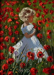 Poppy Delight by Sherree Valentine Daines - Original Painting on Board sized 6x8 inches. Available from Whitewall Galleries
